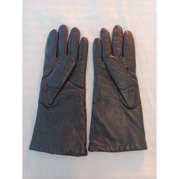 Aris black leather cashmere lined gloves womens 7.5 warm luxury classic driving - Picture 3 of 6